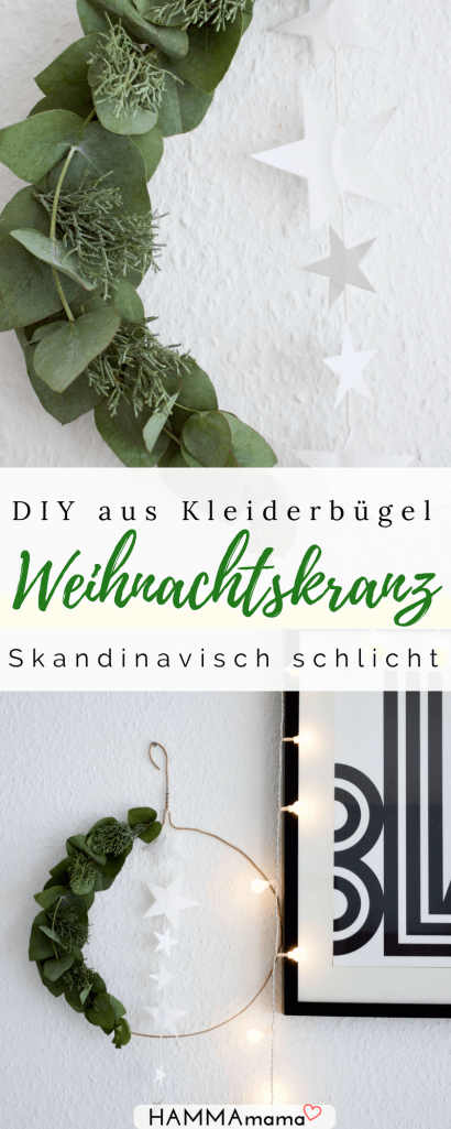 Selbstgemacht: Weihnachtskranz hängend & skandinavisch mit Eukalyptus für die Tür oder die Wand
