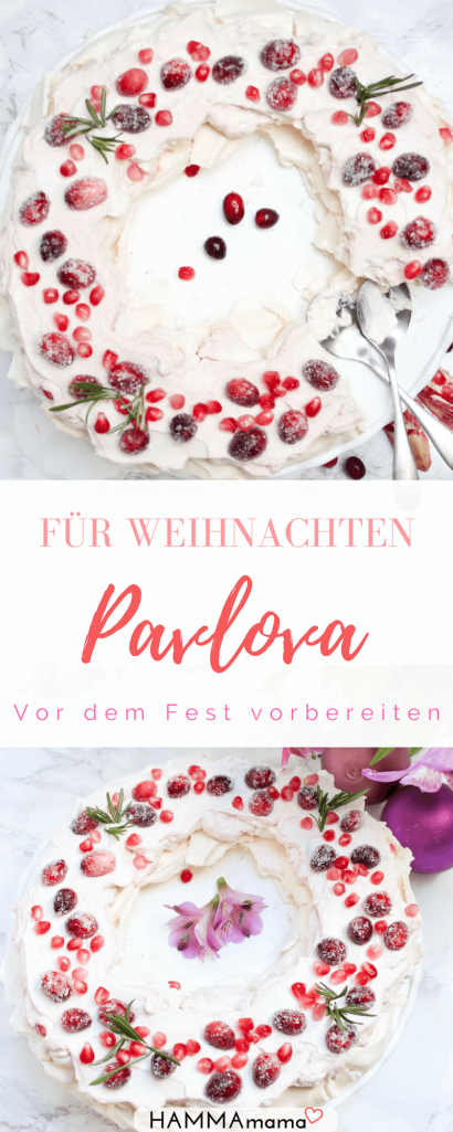 Leckeres Rezept für Weihnachten: Pavlova mit Cranberries und Granatapfelkernen auf Deutsch